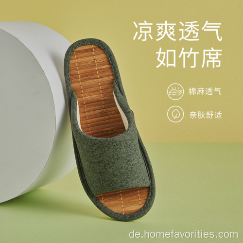 Unisex Sommer Leinen Bambusmatte Sandalen und Hausschuhe